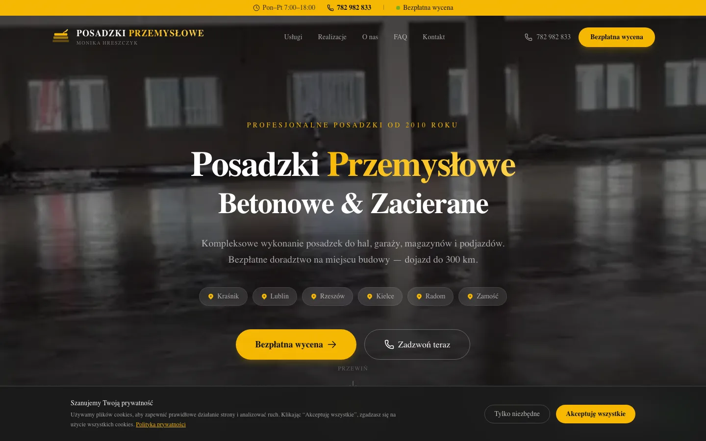 Posadzki Przemysłowe website screenshot